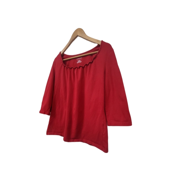 🌿Christopher and Banks Womens Red Large Elastic Scoop Neck Top - Picture 5 of 11